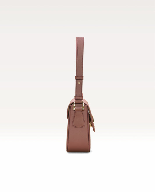 Bela pink leather handbag, rear view – Belmar