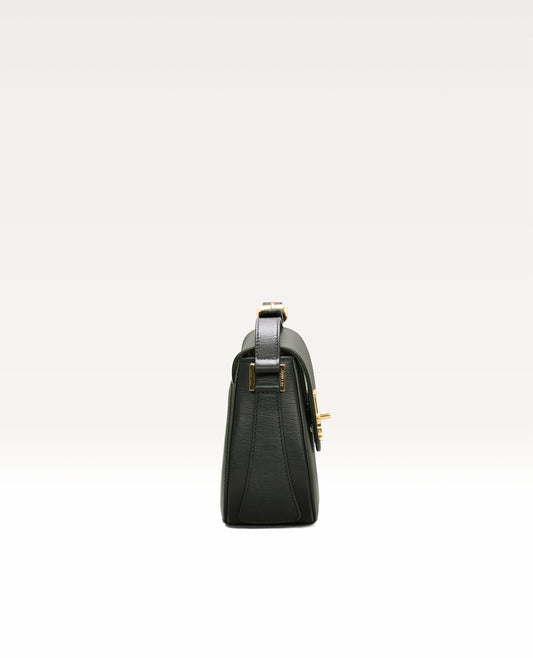 Rita green leather handbag with signature clasp – Belmar